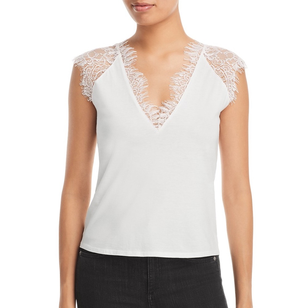 Generation Love Ilya Lace Sleeve Top, White, Size Medium